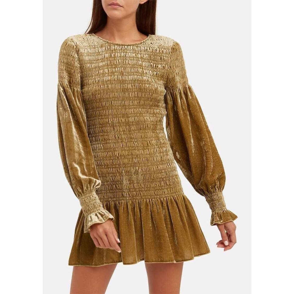 Loveshackfancy Scarlett Smocked Velvet Mini Dress Size S Boho Festival - Picture 9 of 9